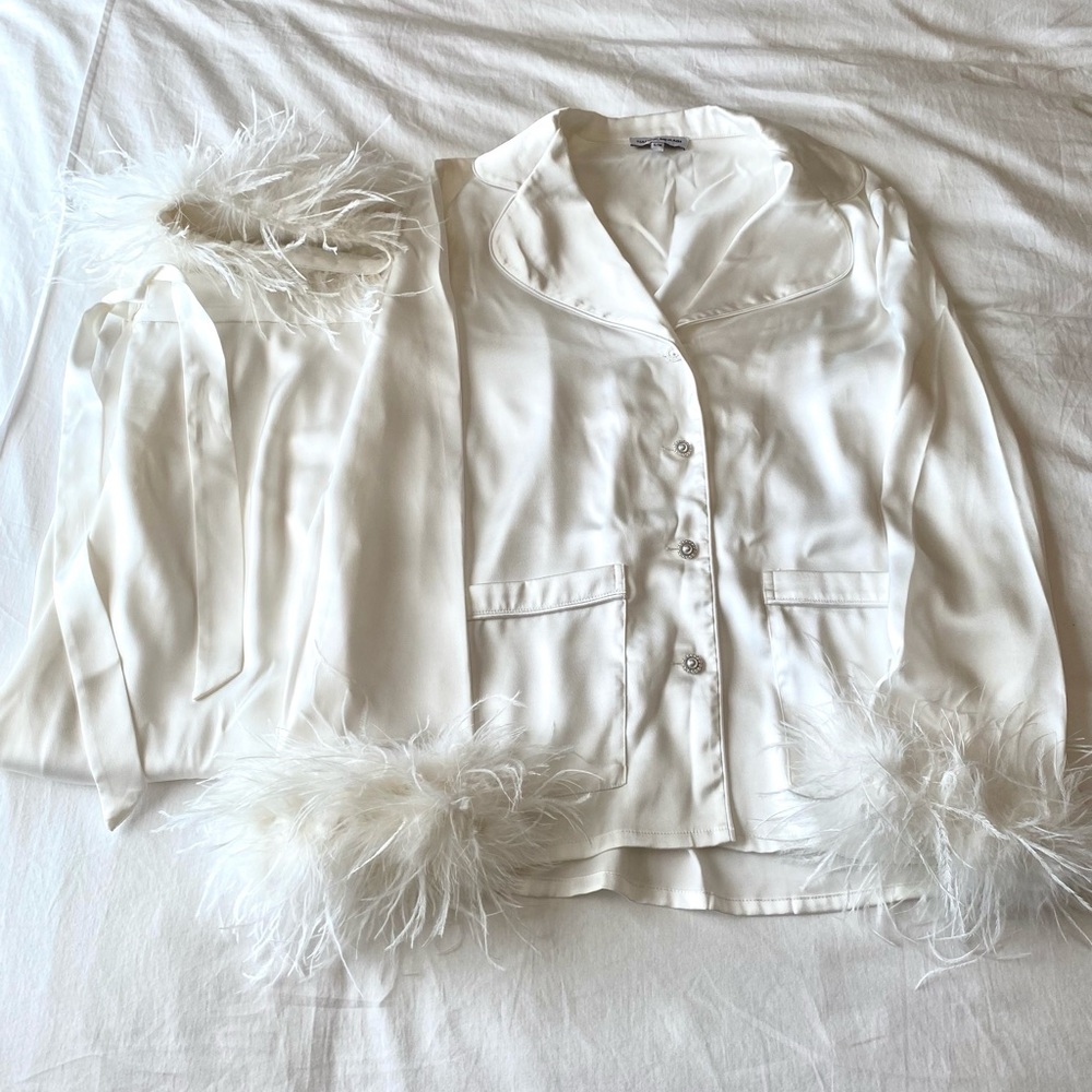Nadine Merabi Darcie White Pajama Set, S/M